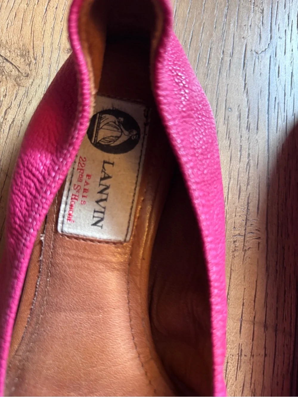 Lanvin Pink Leather Round-Toe Ballet Flats